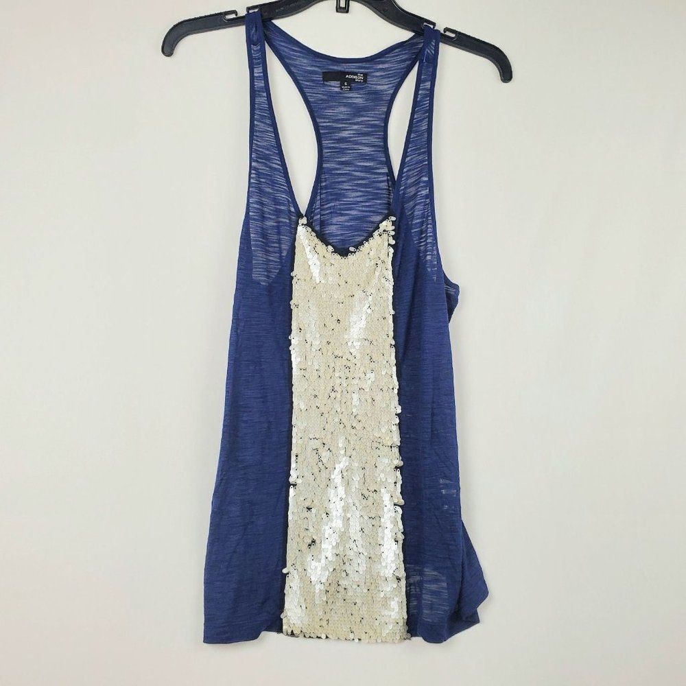 The Addison Story - Small, Navy Sequin Embellished Tank Top